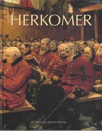 Titelbild Herkomer von Hartfrid Neunzert, unter Titel Herkomer Ausschnitt aus einem Gemälde Herkomers mit englischen Veteranen in roter Uniform auf Kirchenbänken
