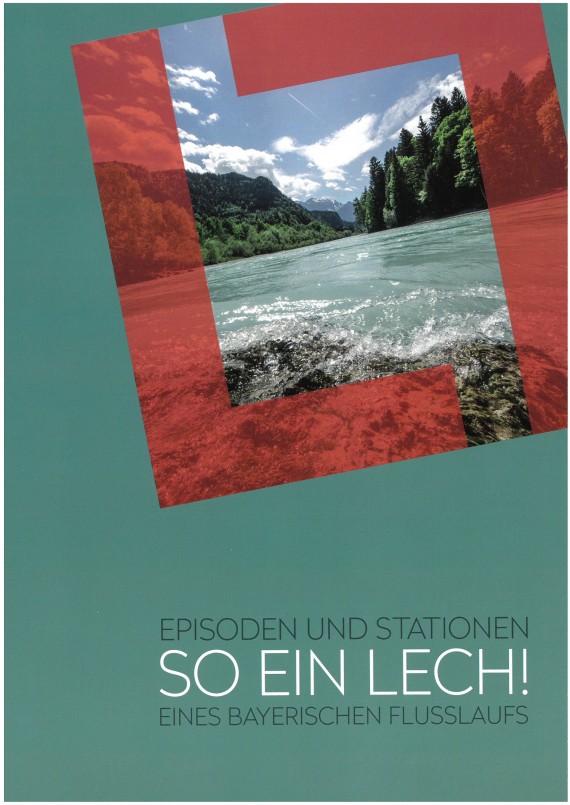 Cover des Ausstellungskatalogs So ein Lech, Foto vom Lech auf grünem Grund